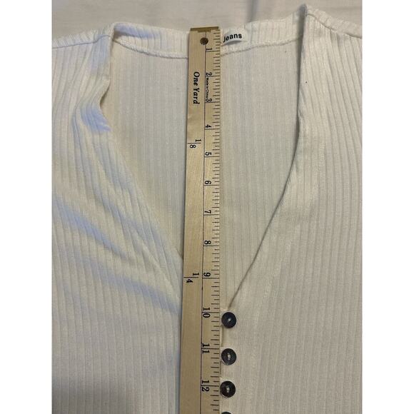 Reformation Jeans White Ribbed Ryder Button Front Mother Of Pearl Shirt Dress S - Picture 12 of 13